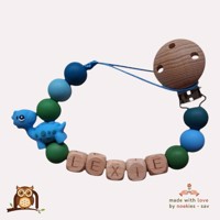 noekies naam speenkoord Dino blauw groen nr 1 