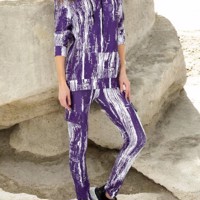 Fashion 2 delig huispak violet paars wit S/M