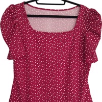 Stretchy rood shirt hartjes S