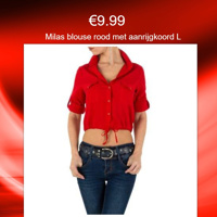 Milas blouse rood met aanrijgkoord L
