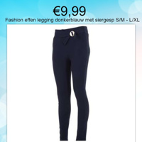 Fashion effen legging donkerblauw met siergesp S/M - L/XL