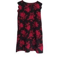 Luchtige zomerjurk zwart rood L