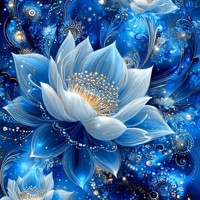 nr 26 Diamond Painting bloemen blauw 50x40cm (vierkant)