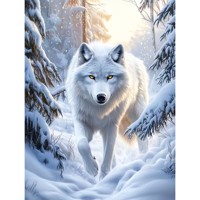 nr 23 Diamond Painting witte wolf 50x40cm (vierkant)