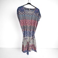Luchtige zomer jurk blauw roze XL