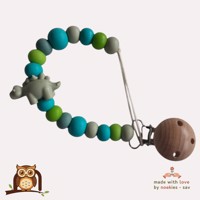 nr 27 noekies Speenkoord dino turquoise khaki