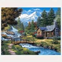 nr 37 Diamond Painting alpen huisje 50x40cm (vierkant)