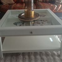 Salontafel wit met glasplaat 