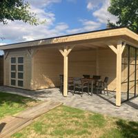 Vuren Topvision Bosuil, 300 x 300 en luifel 400 cm