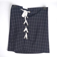 Rok geruit marineblauw met veters M