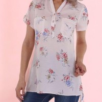 Metrofive bloemen tuniek shirt lichtroze S/36