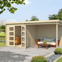 Blokhut met overkapping Helena 472x230 Onbehandeld vuren