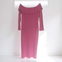 Offshoulder jurk roze XXL