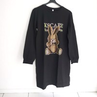 Sweat jurk strass steentjes zwart L/XL