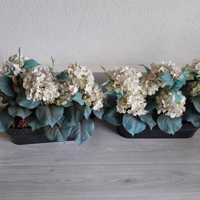 2x plantenbak met kunst hortensia's hydrangea