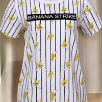 Glo-story strak getailleerd t-shirt wit banana strike S