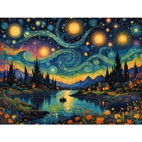 nr 107 Diamond Painting fantasie landschap 50x40cm (rond)