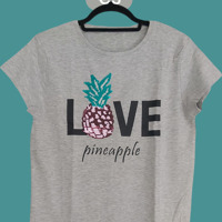 Glo-story t-shirt grijs love pineapple S