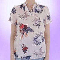 Metrofive bloemen shirt vhals lichtroze XL/42