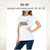 Glo-story t-shirt luipaard wit 44 - 46 - 48 - 50