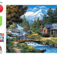 nr 37 Diamond Painting alpen huisje 50x40cm (vierkant)