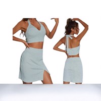 2 delige zomer set rok + top geruit groen L