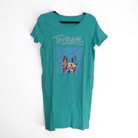 Shirt jurk tropical dog turquoise S
