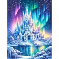 nr 87 Diamond Painting ijskasteel noorderlicht 50x40cm (rond