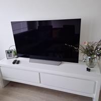 Witte massief houten (tv) dressoir met 2 lades