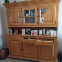 massief eiken dressoir met bovenkast