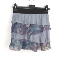 Mini rok met laagjes van kant blauw L/XL