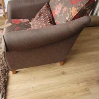 Fauteuil stof +poef en bankstel