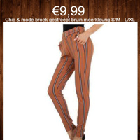 Chic & mode broek gestreept bruin meerkleurig S/M - L/XL