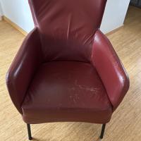 Rode, leren fauteuil