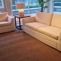 2 en 3 zits witte banken, katoenen bekleding 