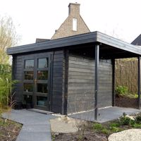NIEUW goedkoop modern tuinhuis 331M met overkapping