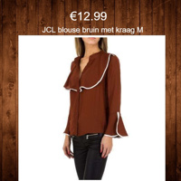 JCL blouse bruin met kraag en wijde mouwen M
