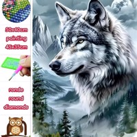 50x40cm Diamond Painting winter wolf (rond) nr 79 