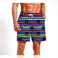 Zwembroek - short meerkleurig met palmbomen XL