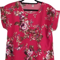 Shirt rood bloemen patroon M