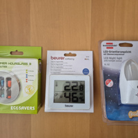 Nieuw: hygrometer - nachtlampje - douchecoach