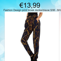 Fashion Design heerlijke print broek donkerblauw S/M - M/L