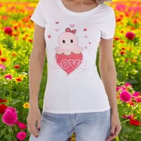 T-shirt strak getailleerd wit octopus love XL