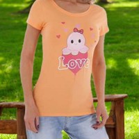 Glo-story strak getailleerd t-shirt oranje octopus love S