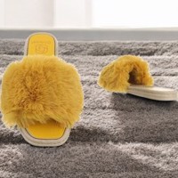 Givana Fluffy muiltjes - slippers geel 38