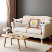 Set van 4 kussenhoezen bloem en tekst wit oranje geel 40x40c