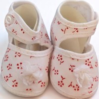 Junior Joy Babyschoenen Newborn Wit Met Rode Bloemetjes