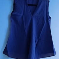 Luchtig mouwloos effen shirt cobalt blauw S