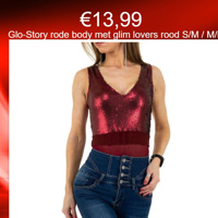 Glo-Story rode body met glim lovers rood S/M / M/L