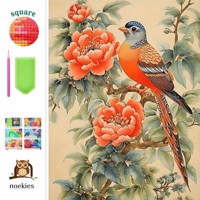 nr 6 Diamond Painting vogel op tak 50x40cm (vierkant)
